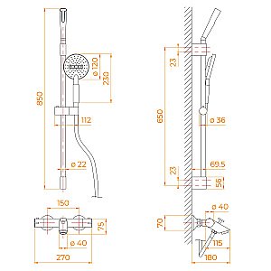 Смеситель для ванны RGW Shower Panels SP-23 купить в интернет-магазине сантехники Sanbest
