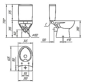 Унитаз Cersanit PARVA Clean On 011 3/6 DPL EO с крышкой микролифт, с бачком, безободковый купить в интернет-магазине Sanbest