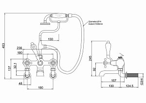 Смеситель для ванны Burlington CL17-QT хром/ручки белые купить в интернет-магазине сантехники Sanbest