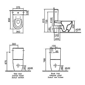 Унитаз напольный Vitra Sento Rim-Ex 9830B003-7204 безободковый, с бачком, с крышкой микролифт купить в интернет-магазине Sanbest