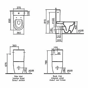 Унитаз напольный Vitra Sento Rim-Ex 9830B003-7204 безободковый, с бачком, с крышкой микролифт купить в интернет-магазине Sanbest