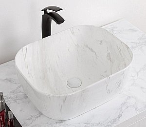 Раковина накладная Ceramalux MNC 50 K397D9 белый мрамор купить в интернет-магазине Sanbest