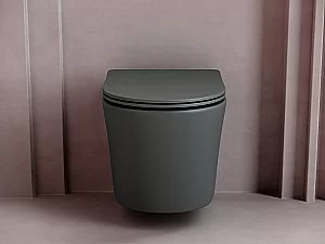 Унитаз подвесной Ceramica Nova Balearica Rimless CN6000MDH безободковый, с крышкой микролифт, темный антрацит матовый купить в интернет-магазине Sanbest