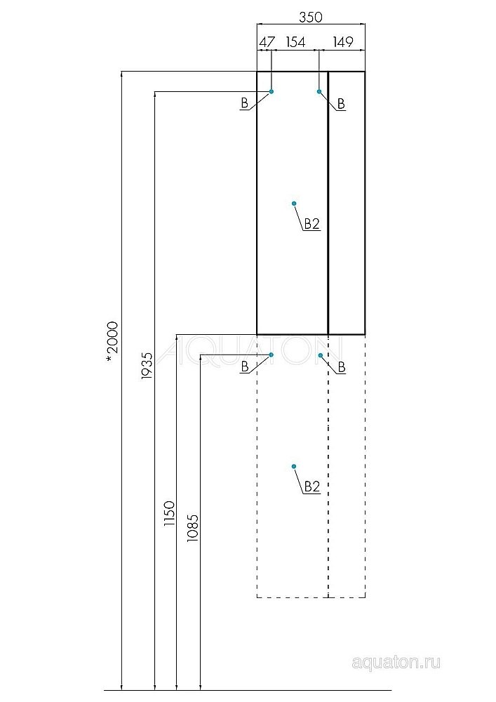 Пенал Акватон Терра светлое дерево/серый для ванной в интернет-магазине сантехники Sanbest