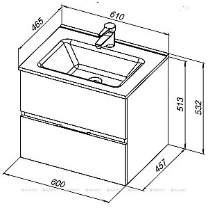 Тумба с раковиной Aquanet Алвита New 277513 60 дуб веллингтон для ванной в интернет-магазине Sanbest