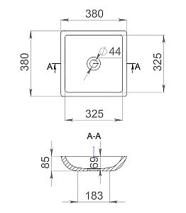 Раковина накладная Salini Callista 04 1101208SM 38 из искусственного камня S-Stone, белая матовая купить в интернет-магазине Sanbest
