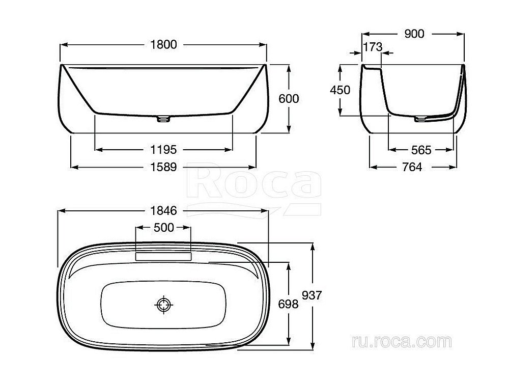 Ванна Roca Beyond 248452000 180х90 купить в интернет-магазине Sanbest