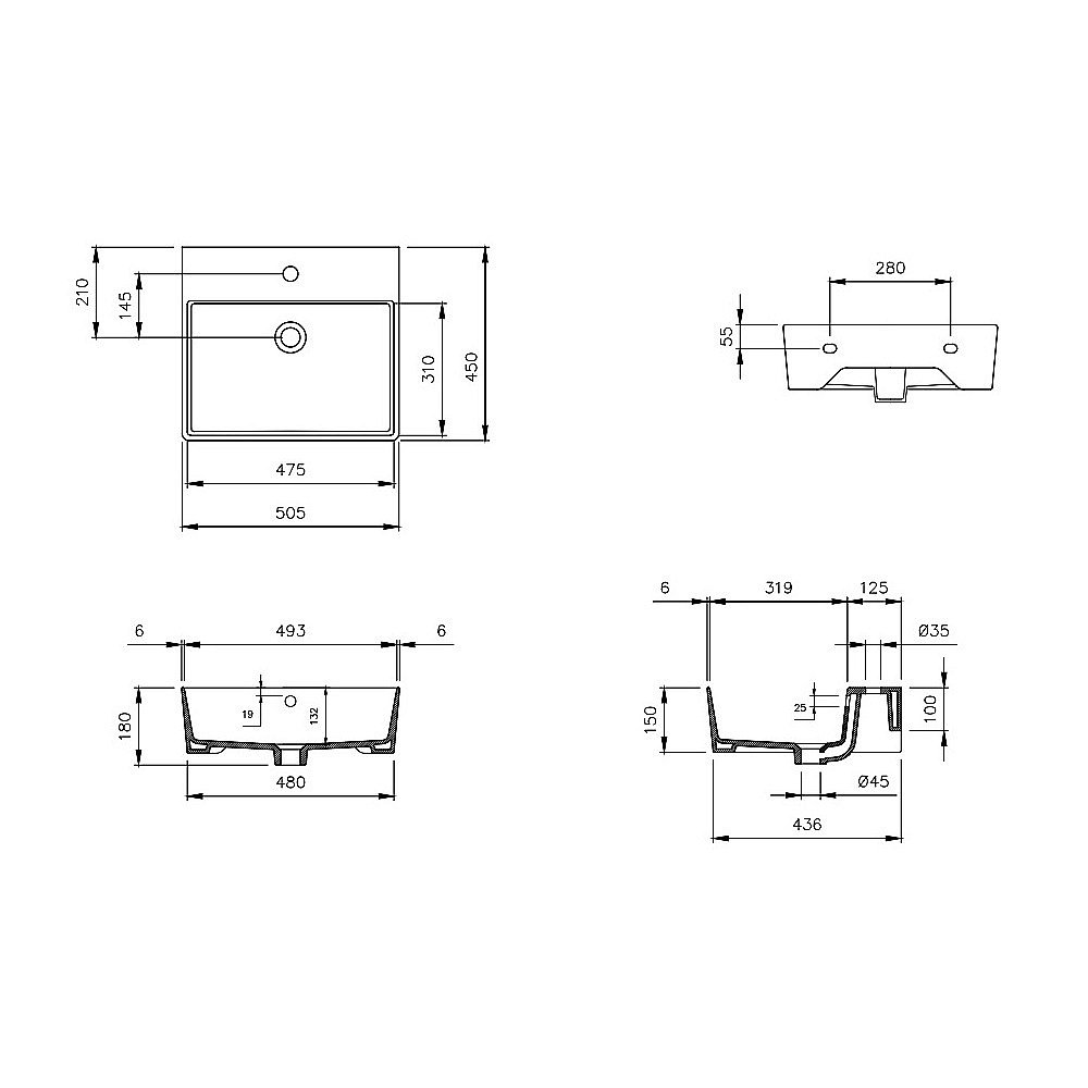Раковина Berges Ego 50,5 182002 белая купить в интернет-магазине Sanbest