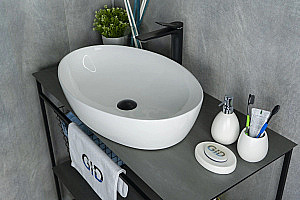 Раковина накладная Gid Lago 61 N9433 51148 белая купить в интернет-магазине Sanbest