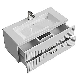 Тумба с раковиной подвесная Grossman ЛУКСОР 100 с 2-я ящ, белая матовая для ванной в интернет-магазине Sanbest