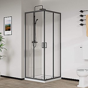 Душевой уголок Vincea City VSS-5CT8010CLGM 100х80 стекло прозрачное/профиль вороненая сталь купить в интернет-магазине Sanbest