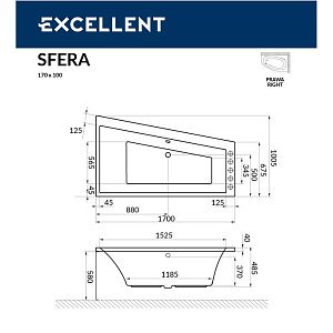 Ванна акриловая Excellent Sfera 170х100 купить в интернет-магазине Sanbest