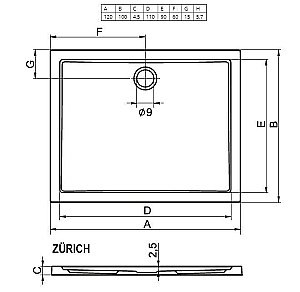 Душевой поддон Riho Davos 293 120x100 D002004005 белый купить в интернет-магазине Sanbest