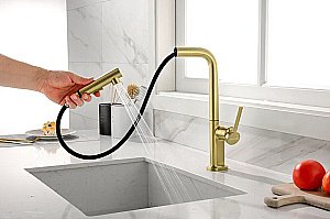 Смеситель для кухни Paulmark Neo Ne214419-LG  светлое золото купить в интернет-магазине сантехники Sanbest