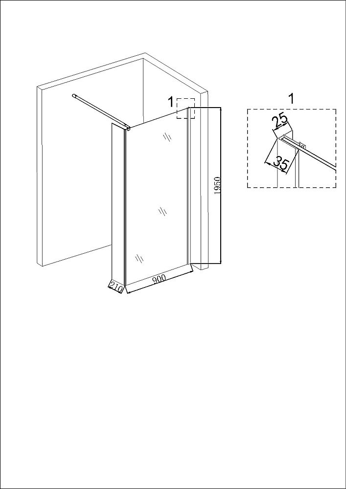Душевое ограждение Niagara "Nova" NG-644-90GOLD, открытое, прозрачное, 90x195 см купить в интернет-магазине Sanbest