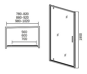 Душевая дверь CeramaLux CL1020-100 стекло прозрачное/профиль хром купить в интернет-магазине Sanbest