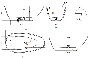 Ванна Salini PAOLA S-stone 1015203M 160x80 белая купить в интернет-магазине Sanbest