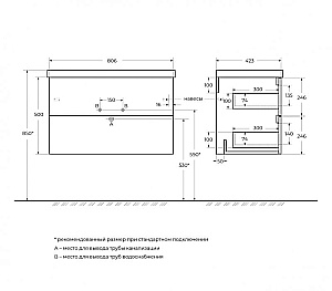 Тумба с раковиной Belbagno DUE 80 DUE-800-2C-SO-GM-P-FH+BB-8076-3-80 ручки в комплекте, оружейная сталь для ванной в интернет-магазине Sanbest