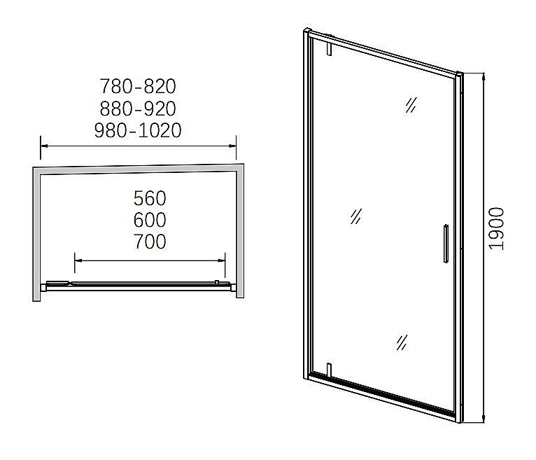 Душевая дверь CeramaLux CL1020-100 стекло прозрачное/профиль хром купить в интернет-магазине Sanbest
