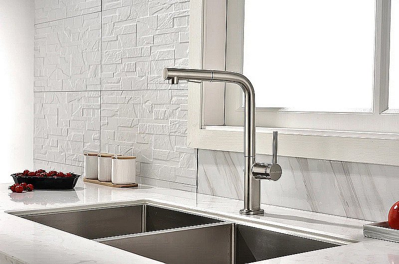 Смеситель для кухни Paulmark Neo Ne214419-BS  брашированная сталь купить в интернет-магазине сантехники Sanbest