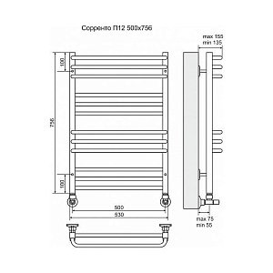 Полотенцесушитель водяной Terminus Сорренто П12 500x756 купить в интернет-магазине сантехники Sanbest