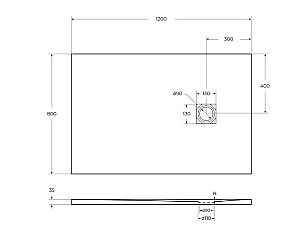 Душевой поддон Belbagno TRAY-MR-UNO-AH-120/80-35-W-NO белый/решетка черная матовая купить в интернет-магазине Sanbest