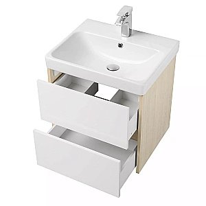 Тумба с раковиной Акватон Сканди 55 белая/дуб верона для ванной в интернет-магазине Sanbest