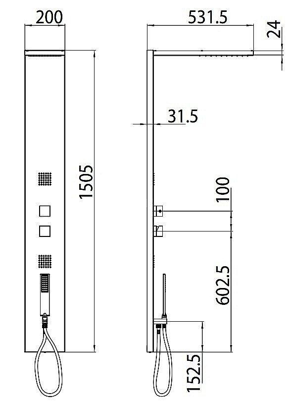 Душевая панель Bossini Manhattan-4 L00891.030 хром купить в интернет-магазине сантехники Sanbest