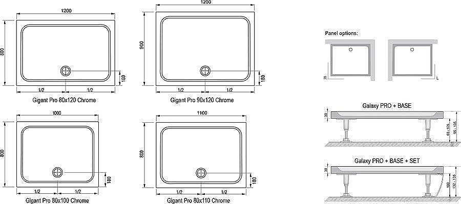 Душевой поддон Ravak Galaxy Pro Chrome Gigant 110x80 купить в интернет-магазине Sanbest