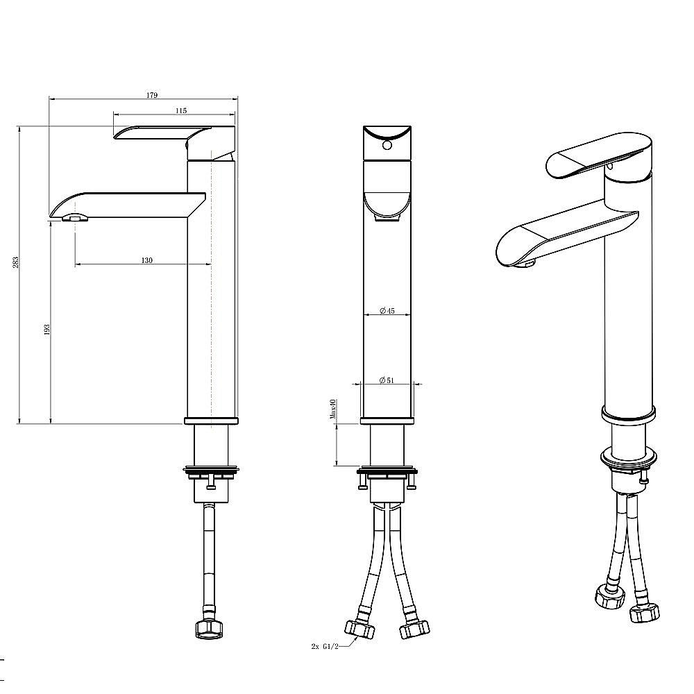 Смеситель для раковины Melana Paola Hi-tech 610602  сатин купить в интернет-магазине сантехники Sanbest