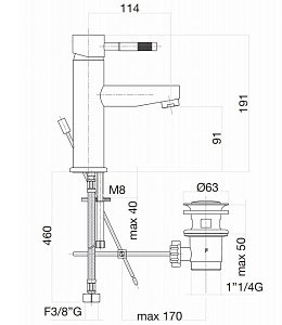 Смеситель для раковины Webert Rimini RI830102010 золото купить в интернет-магазине сантехники Sanbest