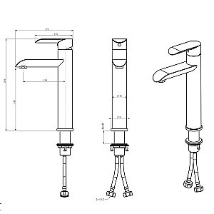 Смеситель для раковины Melana Paola Hi-tech 610602  сатин купить в интернет-магазине сантехники Sanbest