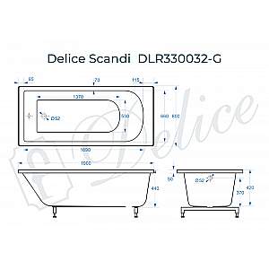 Ванна Delice Scandi DLR330032-G 190х80 белая купить в интернет-магазине Sanbest