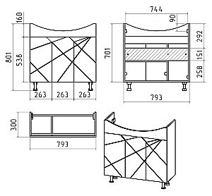 Тумба с раковиной Misty Грани - 80 Э-Гра07080-021Пр белый/венге для ванной в интернет-магазине Sanbest