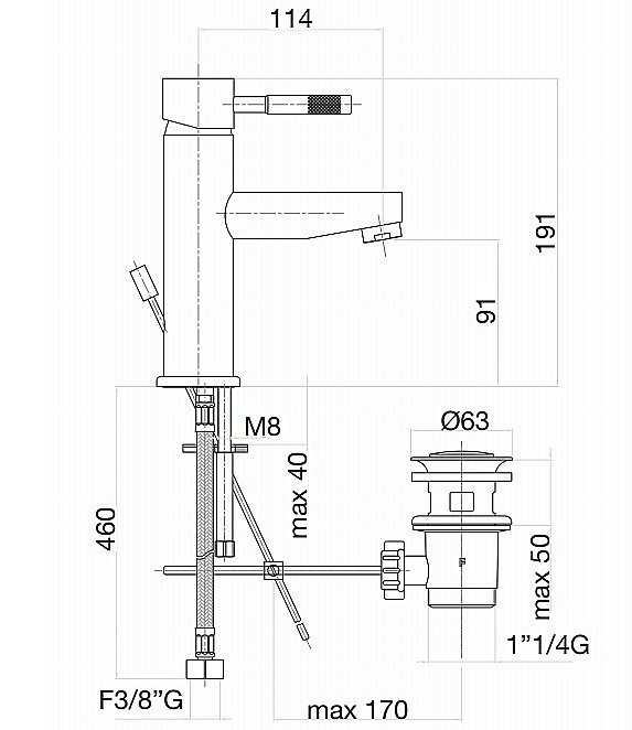 Смеситель для раковины Webert Rimini RI830102010 золото купить в интернет-магазине сантехники Sanbest