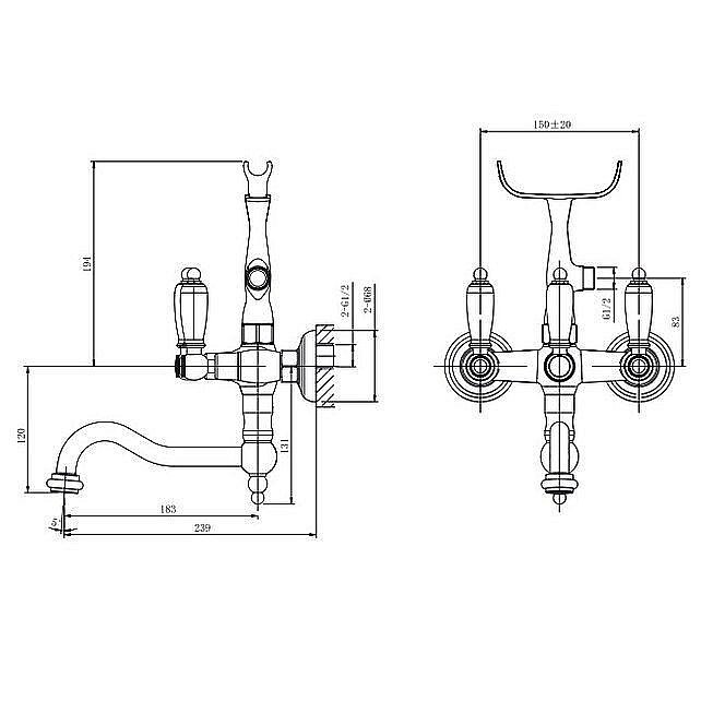 Смеситель для ванны Caprigo ADRIA–Classic 03-510 хром купить в интернет-магазине сантехники Sanbest
