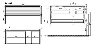 Тумба с раковиной Sancos DELTA DL100RGR + CN7015 100 дуб красный/графит для ванной в интернет-магазине Sanbest