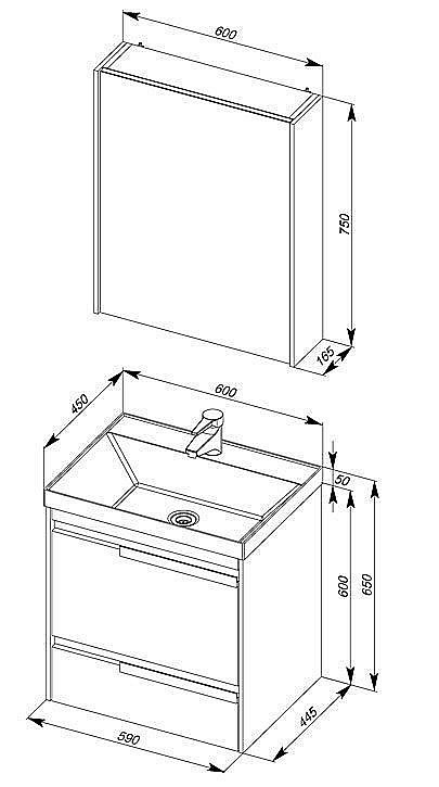 Тумба с раковиной Aquanet Тиволи 60 для ванной в интернет-магазине Sanbest