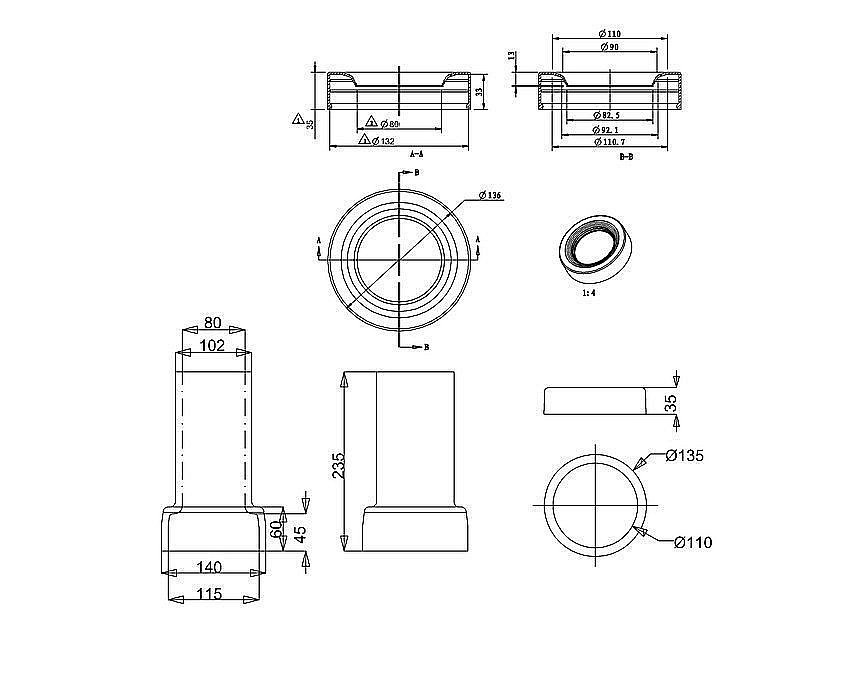 Сифон для унитаза Burlington C29 купить в интернет-магазине сантехники Sanbest