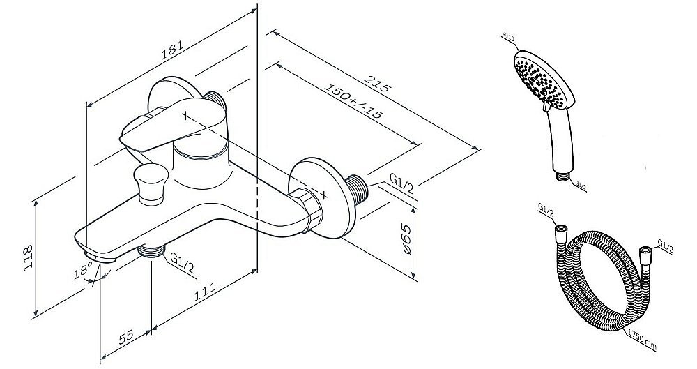 Смеситель для ванны AM.PM JOY F85E15000 купить в интернет-магазине сантехники Sanbest