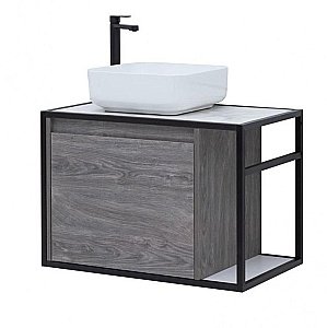 Тумба с раковиной Aquanet Nova Lite Loft 75 L/R дуб рошелье для ванной в интернет-магазине Sanbest