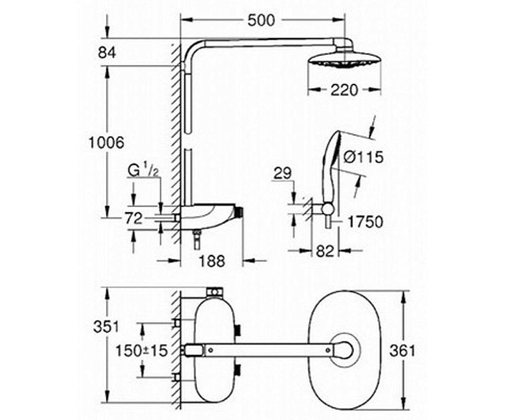 Душевая система Grohe Rainshower SmartControl 26250000 купить в интернет-магазине сантехники Sanbest