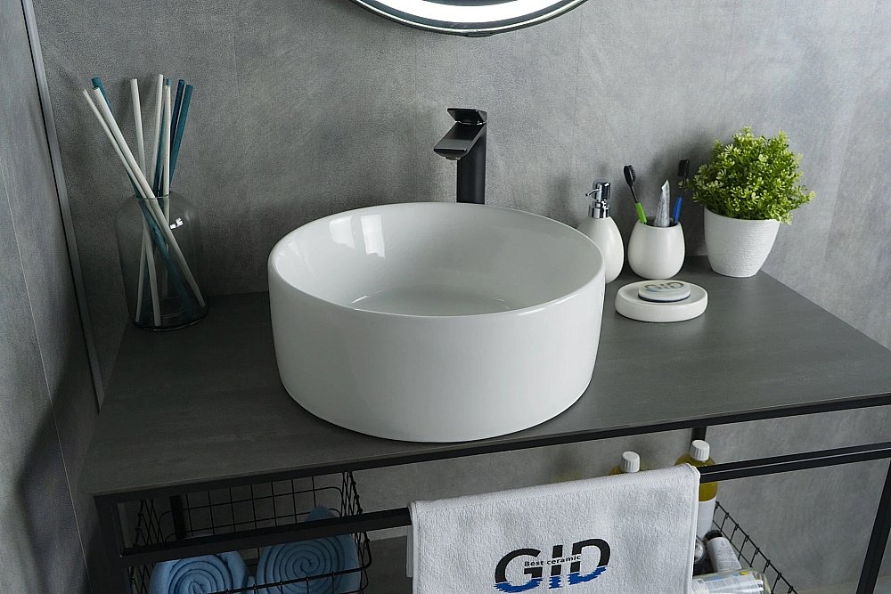 Раковина накладная Gid Esfera 40 N9011 51105 белая купить в интернет-магазине Sanbest