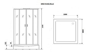 Душевая кабина с сенсором Niagara Premium NG- 6902-01GQ BLACK 100x100 купить в интернет-магазине Sanbest