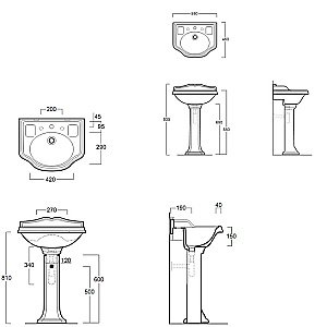 Раковина на пьедестале SIMAS Arcade AR814 59  с 3 отверстием под смеситель купить в интернет-магазине Sanbest