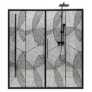 Душевая дверь DTO FB2 190-210 98865 с рисунком/профиль черный купить в интернет-магазине Sanbest