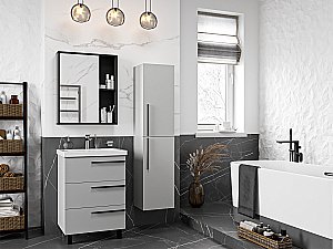 Тумба с раковиной Misty Ненси - 60 П-Нен-07060-503Я серая для ванной в интернет-магазине Sanbest