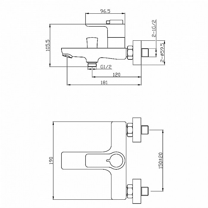 Смеситель для ванны Orange Thermo T19-100cr купить в интернет-магазине сантехники Sanbest