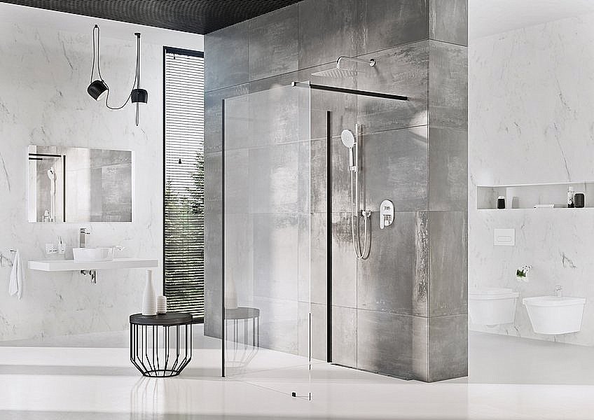 Душевое ограждение Ravak WALK-IN CORNER 110x80 черный/Transparent купить в интернет-магазине Sanbest