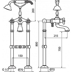 Смеситель для ванны с душем Webert Ottocento OT720801015 купить в интернет-магазине сантехники Sanbest